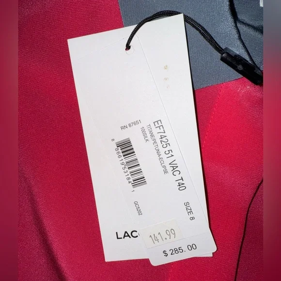 Lacoste Color block silk sleeveless shirt dress- Size 40 - Picture 8 of 12